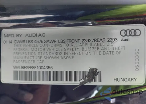 2015 Audi A3 2.0T Premium z USA, uszkodzony, nr VIN WAUBFGFF8F1004356